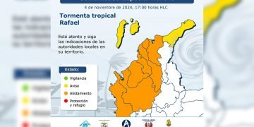 Estas son las alertas y recomendaciones para Colombia frente a la tormenta tropical Rafael en el Mar Caribe