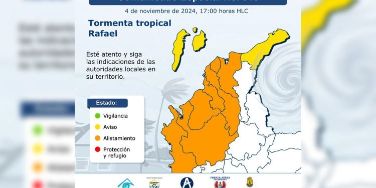 Estas son las alertas y recomendaciones para Colombia frente a la tormenta tropical Rafael en el Mar Caribe