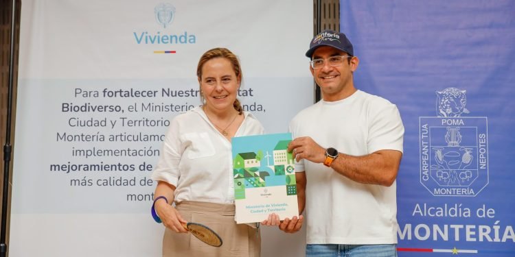 Alcalde de Montería, Hugo Kerguelén, y Ministra de Vivienda firmaron convenio para el mejoramiento de 600 viviendas