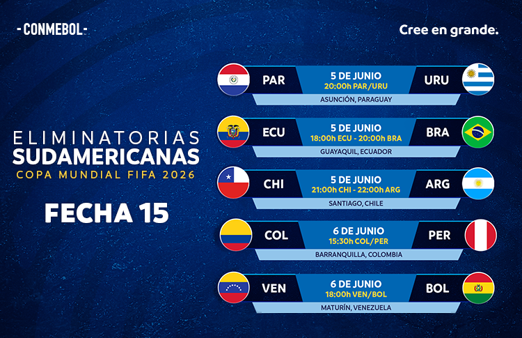 Lista la fecha 15 de las Eliminatorias Sudamericanas para la Copa Mundial de la FIFA
