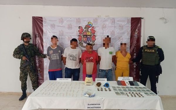 Ejército Nacional y Policía capturan a cinco personas por tráfico de estupefacientes en Cesar
