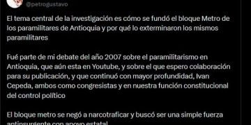 Presidente Gustavo Petro le propone a expresidente Uribe que cuente la verdad del Bloque Metro ante la JEP