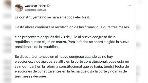 “Ni la elección de la constituyente ni sus reuniones coinciden con las elecciones actuales”: presidente Gustavo Petro