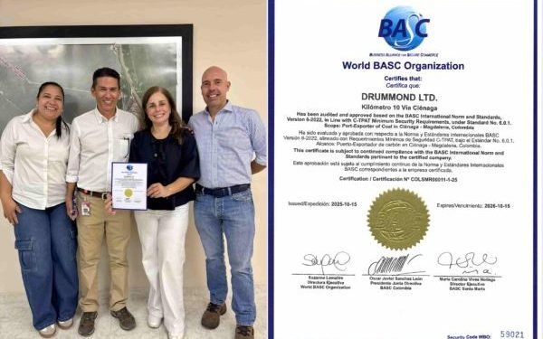 Drummond Ltd. reafirma su compromiso con la seguridad en sus operaciones portuarias con la recertificación BASC